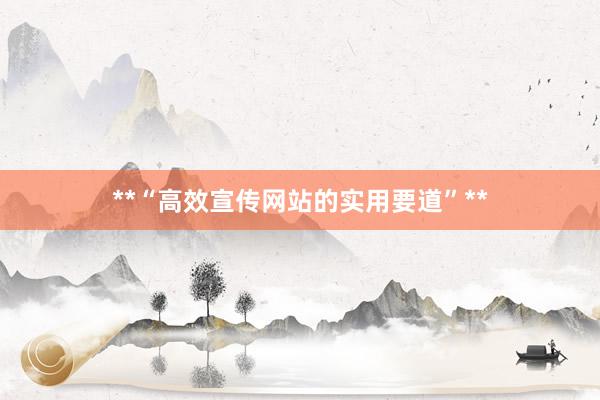 **“高效宣传网站的实用要道”**