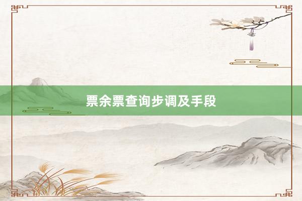 票余票查询步调及手段